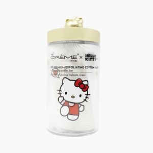 The Crème Shop x Hello Kitty Reusable Glass Jar W/ Cotton Pads ~ NWT